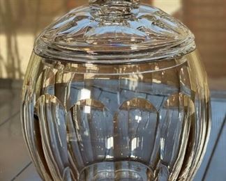 *Signed* Heavy Crystal Lidded Jar 13.5in H x 8in diameter at opening	
