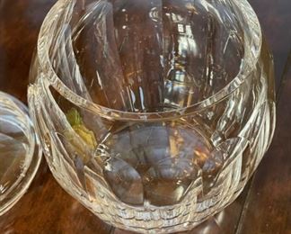 *Signed* Heavy Crystal Lidded Jar 13.5in H x 8in diameter at opening	
