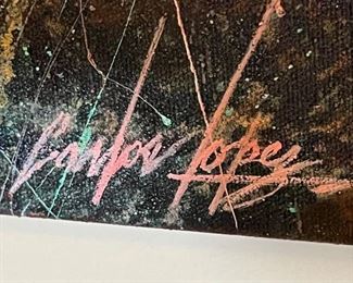 Carlos Lopez Crush Time Textured Painting	26x22x2.5in	HxWxD
