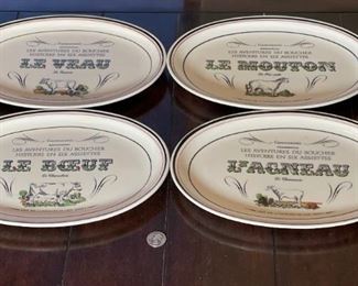 4pc Gien France Meat Plates Le Boucher LES AVENTURES	1x12x8.5in	HxWxD

