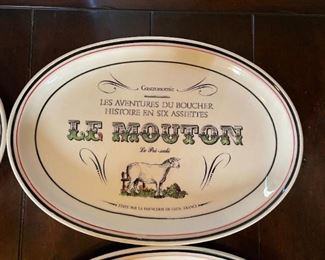 4pc Gien France Meat Plates Le Boucher LES AVENTURES	1x12x8.5in	HxWxD
