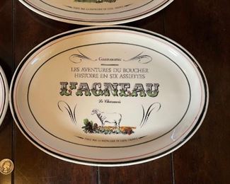 4pc Gien France Meat Plates Le Boucher LES AVENTURES	1x12x8.5in	HxWxD
