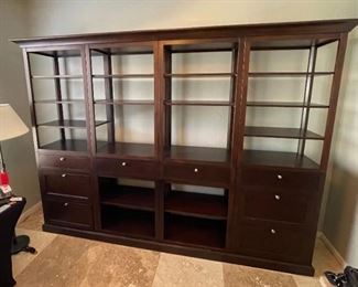 Bassett Contemporary Dark Wood  Shelf Bookshelf	85x115x18in	HxWxD
