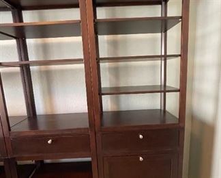 Bassett Contemporary Dark Wood  Shelf Bookshelf	85x115x18in	HxWxD
