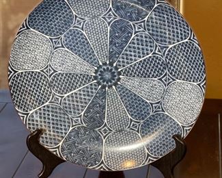 Lg Japan Porcelain Plate IMARI Blue Flower	14in	
