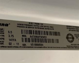Amana 14TFA Garage Refrigerator	63x28x30in	HxWxD
