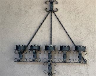 Spanish Revival Wrought Iron 5 Candle  Holder	36x32x6in	HxWxD
