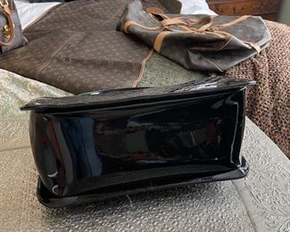 Louis Vuitton black Vernis monogram satchel purse	14in. X 11.25in.