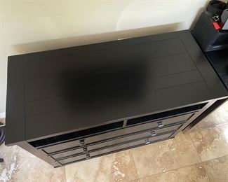 Ethan Allen black 3 drawer dresser/ console	44in. X 20in. X 37.5in.