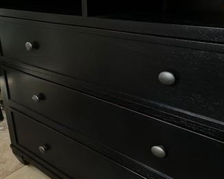 Ethan Allen black 3 drawer dresser/ console	44in. X 20in. X 37.5in.