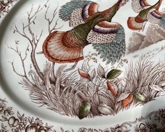 Johnson Bros England Windsor Ware Large Wild Turkeys Serving Plate Platter 20.5"	20.5in. X 16in