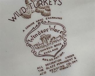 Johnson Bros England Windsor Ware Large Wild Turkeys Serving Plate Platter 20.5"	20.5in. X 16in