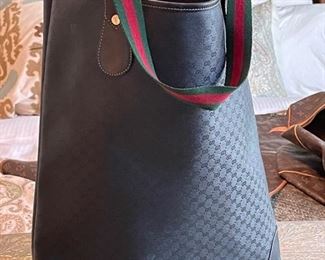Gucci black GG monogram tote bag	13in. X 4in. X 15.5in.