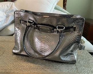 Rare Michael Kors alligator skin metallic silver handbag/purse