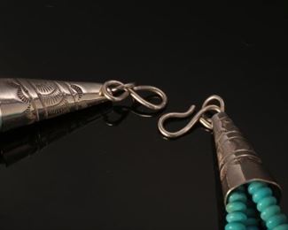 Tony Aguilar Sr Turquoise & Silver Necklace 4-Strand Santo Domingo Pueblo	17in	