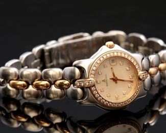 Bertolucci Ladies Watch Diamond, 14kt Gold & Stainless Steel Vir Mini Two-Tone  White MOP Dial 083 49 A