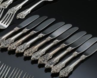 HUGE 98pc Wallace Sterling Silver Grande Baroque Silverware Set Flatware	98 pc	