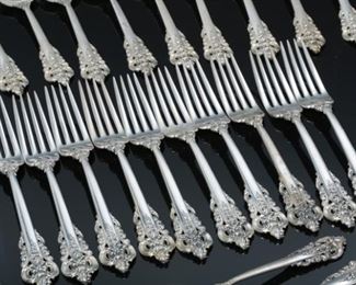 HUGE 98pc Wallace Sterling Silver Grande Baroque Silverware Set Flatware	98 pc	