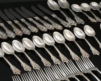 HUGE 98pc Wallace Sterling Silver Grande Baroque Silverware Set Flatware	98 pc	
