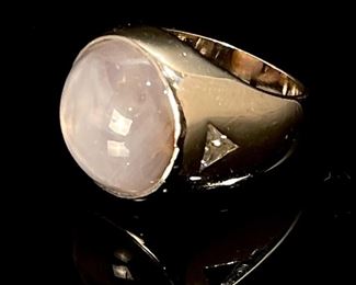 14k White Gold Star Sapphire & Diamond Ring	Sz: 7.5	