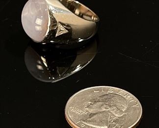 14k White Gold Star Sapphire & Diamond Ring	Sz: 7.5	