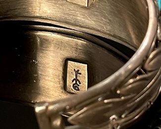 Carl Luthy Navajo Silver & Turquoise Cuff Bracelet Native American Luthey	Size: 6.5	