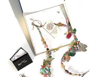 Nancy Brown Treasure Necklace 2-strand Fetish Southwest w/ Matching earrings	19in	