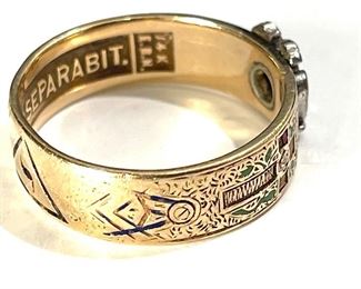 14k Gold Diamond Mens Masonic Ring Double Headed Eagle	SZ 10	