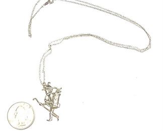 Sterling Silver Danecraft Golfer Girl Pendant Necklace 925	23.5 in Long	