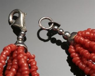 10 Strand Red Coral Necklace	17.5 inches