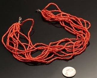 10 Strand Red Coral Necklace	17.5 inches