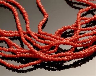 10 Strand Red Coral Necklace	17.5 inches