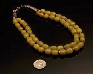 Tony Aguilar Sr 2 Strand Jade and Sterling Silver Necklace Santo Domingo Pueblo	17 inches