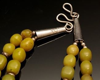 Tony Aguilar Sr 2 Strand Jade and Sterling Silver Necklace Santo Domingo Pueblo	17 inches