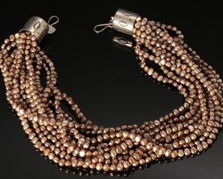 Native American  11 Strand brown beaded Necklace	19.5 inches