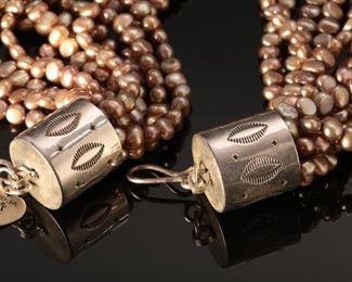 Native American  11 Strand brown beaded Necklace	19.5 inches