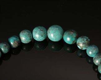 Sterling Silver graduated Turquoise beaded necklace	19.5 inches	