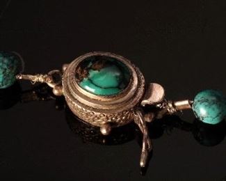 Sterling Silver graduated Turquoise beaded necklace	19.5 inches		