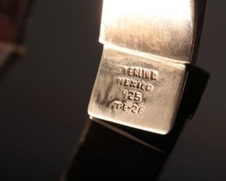 Sterling Silver hinged Cuff Bracelet Mexico Rounded Square Vintage	6.75 inside diameter : 3/4 inch wide	