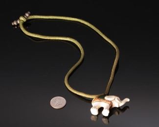 Sandra Pailet Porcelain Signed Elephant Necklace	14.5 inches	
