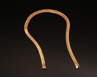 18K 750 Yellow Gold 18” Flat Chain Diani Luigi	18in long x 7 mm wide	