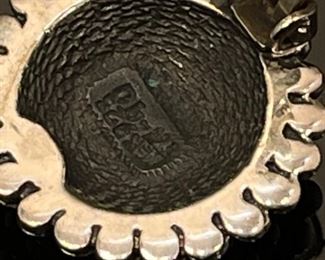 Vintage Sterling Silver Mexico Round Clip Earrings	23mm diameter	