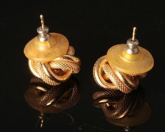 Vintage 14K Yellow Gold Knot Earrings	14mm	