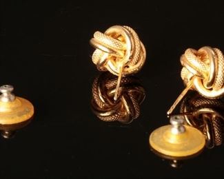 Vintage 14K Yellow Gold Knot Earrings	14mm	