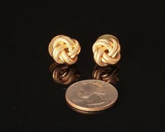 Vintage 14K Yellow Gold Knot Earrings	14mm	