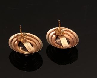 14K Yellow Gold and Smokey Quartz Earrings	9mm by 13mm stone and 20mm by 24mm earrings