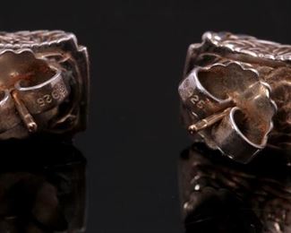 18K and 925 Diamond Cluster Earrings	10mm by 14mm	