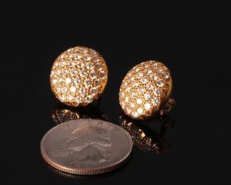 18K Yellow Gold and Diamond Cluster Half Ball Earrings	17mm diameter 37-3mm diamonds	