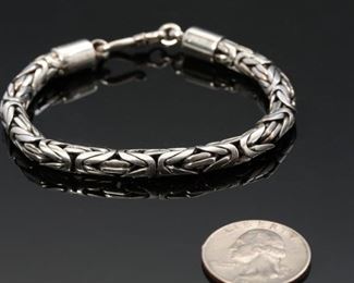 Sterling Silver 925 Retro Spiga  Wheat Chain  Bracelet 8"	8 inches	