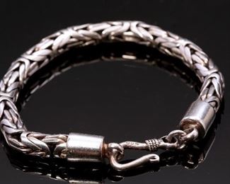 Sterling Silver 925 Retro Spiga  Wheat Chain  Bracelet 8"	8 inches	